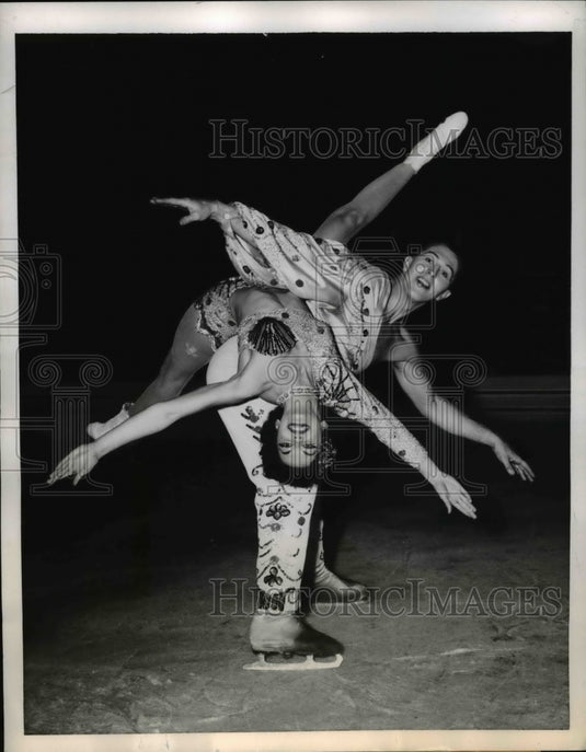 1956 Press Photo Birgitta Windstorm On The Back Of Steve Hoiden- Historic Images