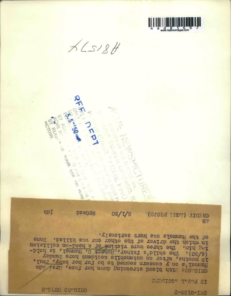 1950 Press Photo Mrs. Ada Hummel , Rober Hummel and their baby after an accident