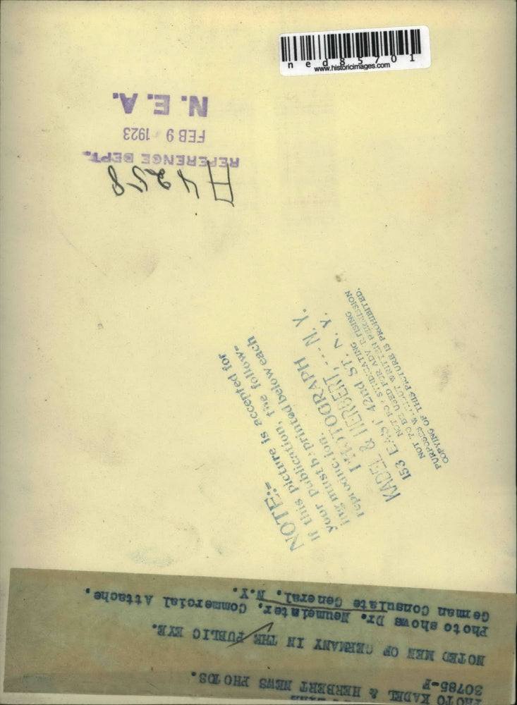 1923 Press Photo Dr. Neumeinter, German Consulate General