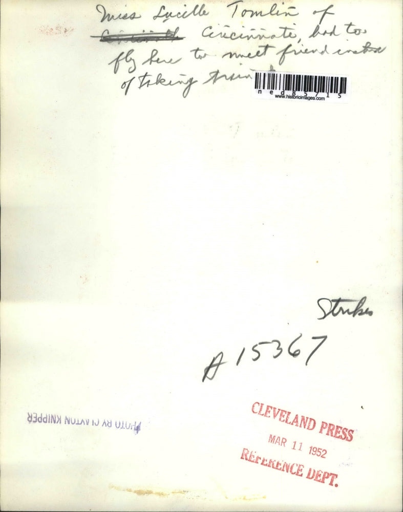 1952 Press Photo Miss Lucille Tomlin of Cincinnati, Ohio