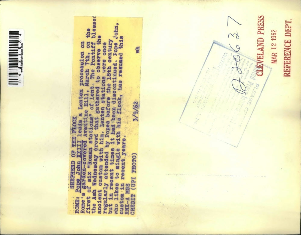 1962 Press Photo Pope John XXIII leads Lenten procession in Rome