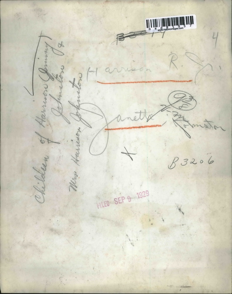 1929 Press Photo Harrison Johnston Jr. and Jeanette Johnston