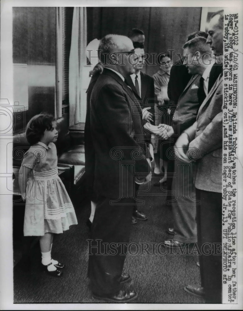 Load image into Gallery viewer, 1961 Press Photo Roger Tubby Sworn as Assistant Sec. of State for Public Affairs
