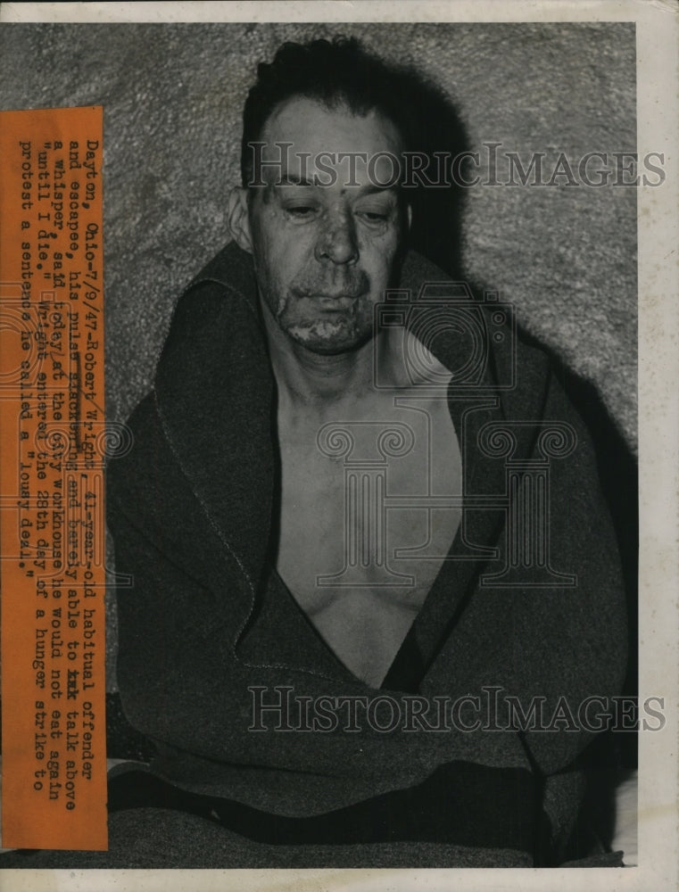 1947 Press Photo Robert Wright, 41-year-old habitual offender and escapee
