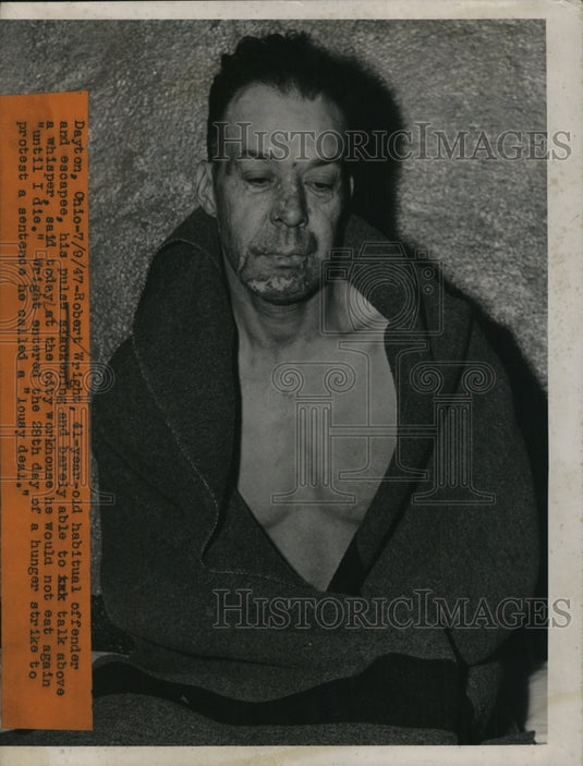 1947 Press Photo Robert Wright, 41-year-old habitual offender and escapee