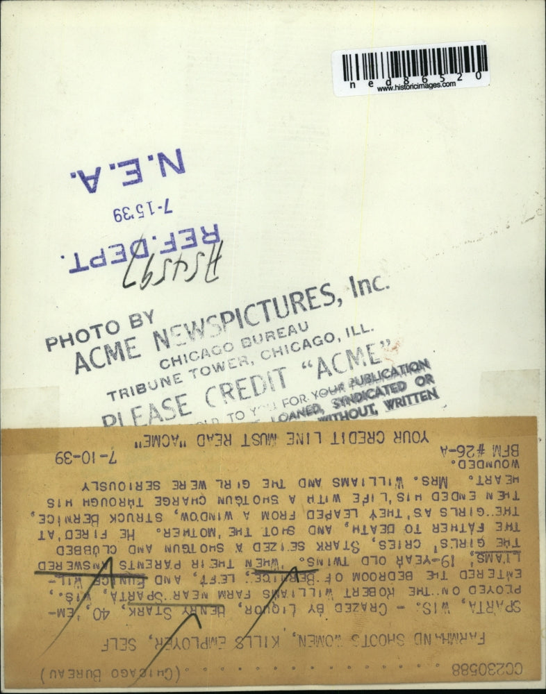 1939 Press Photo Twins Bernice and Eunice Williams, shootout victims