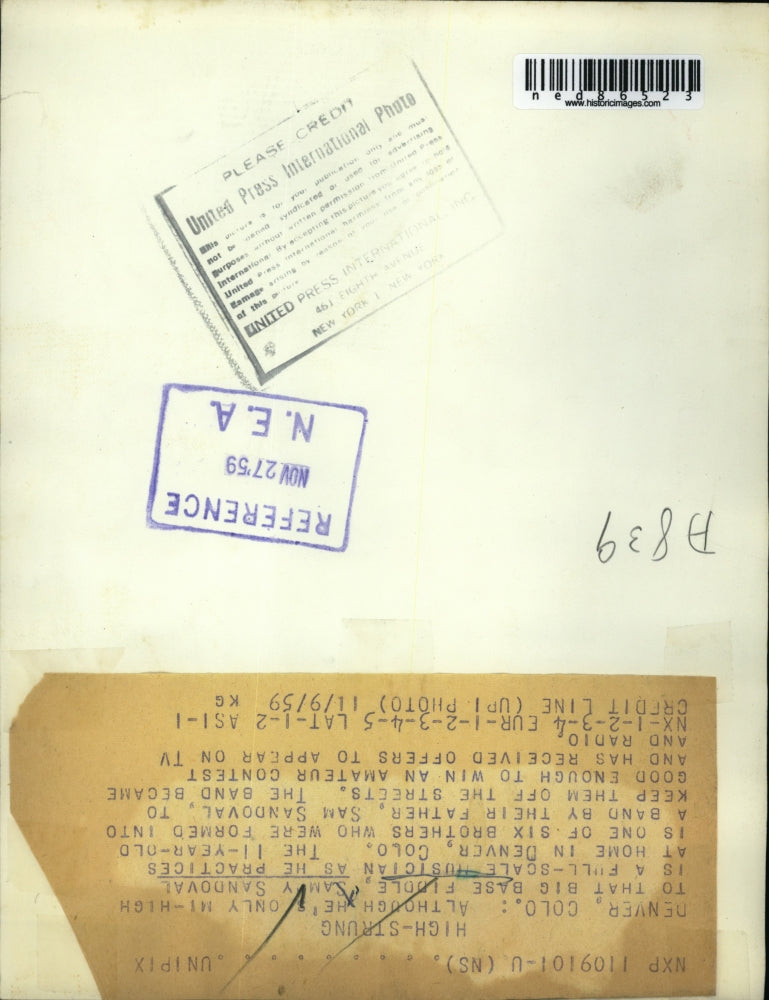 1959 Press Photo Sammy Sandoval, 11-year-old musician - ned86523