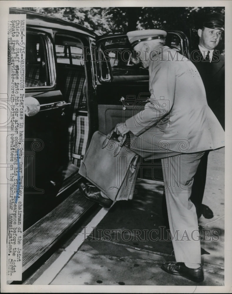 Press Photo General Omar Bradley after Completing First Appearance