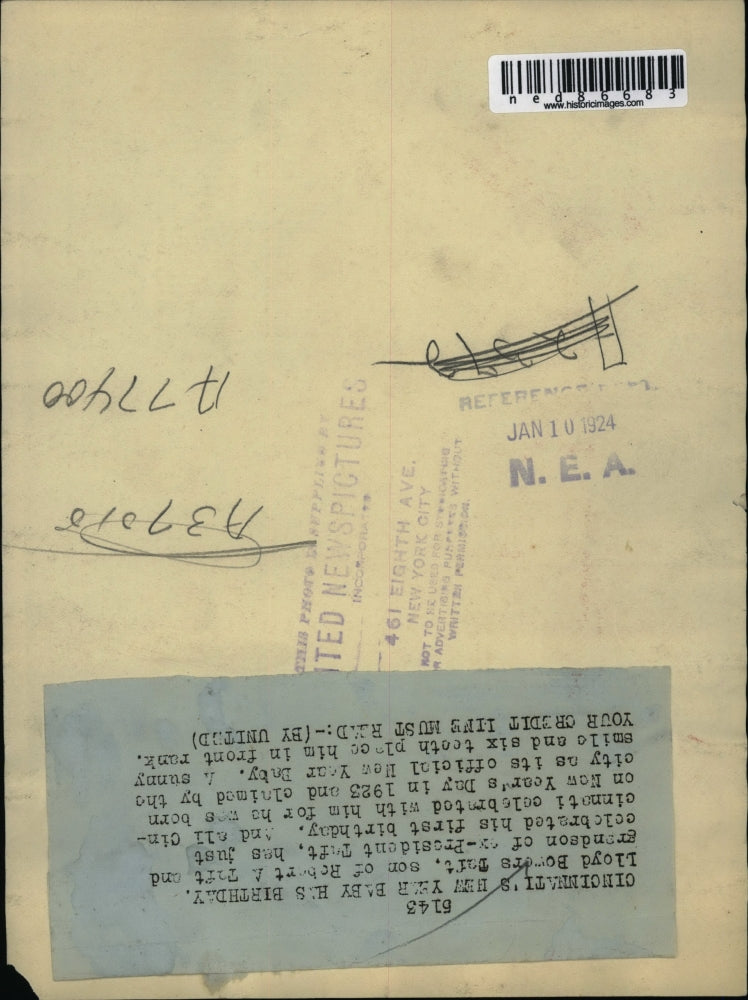 1924 Press Photo Grandson of Ex-President Taft,Llyod Bowers Taft on his birthday