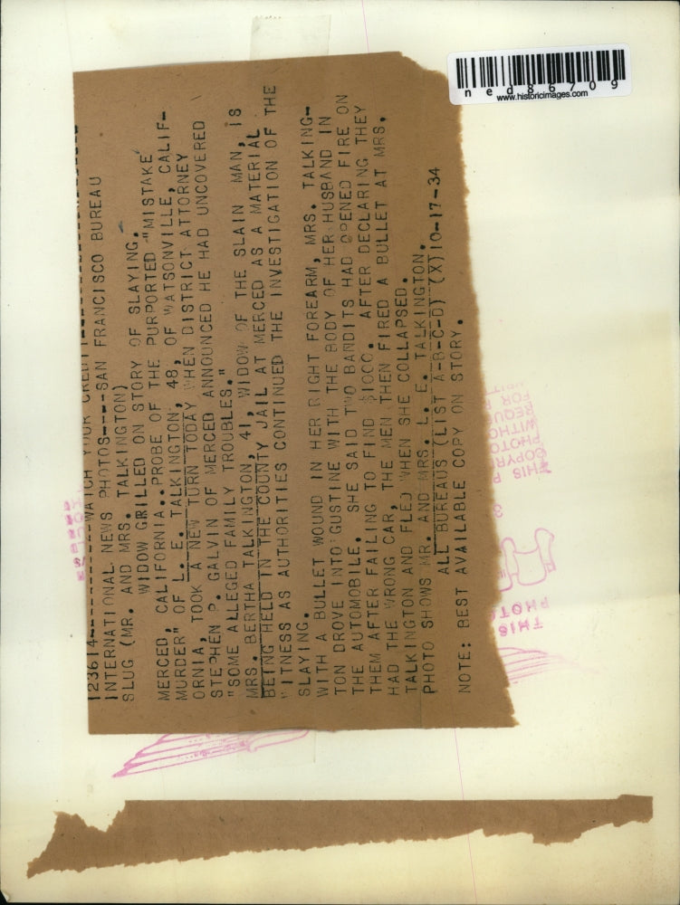 1934 Press Photo Mr. and Mrs. L.E. Talkington during their happy days