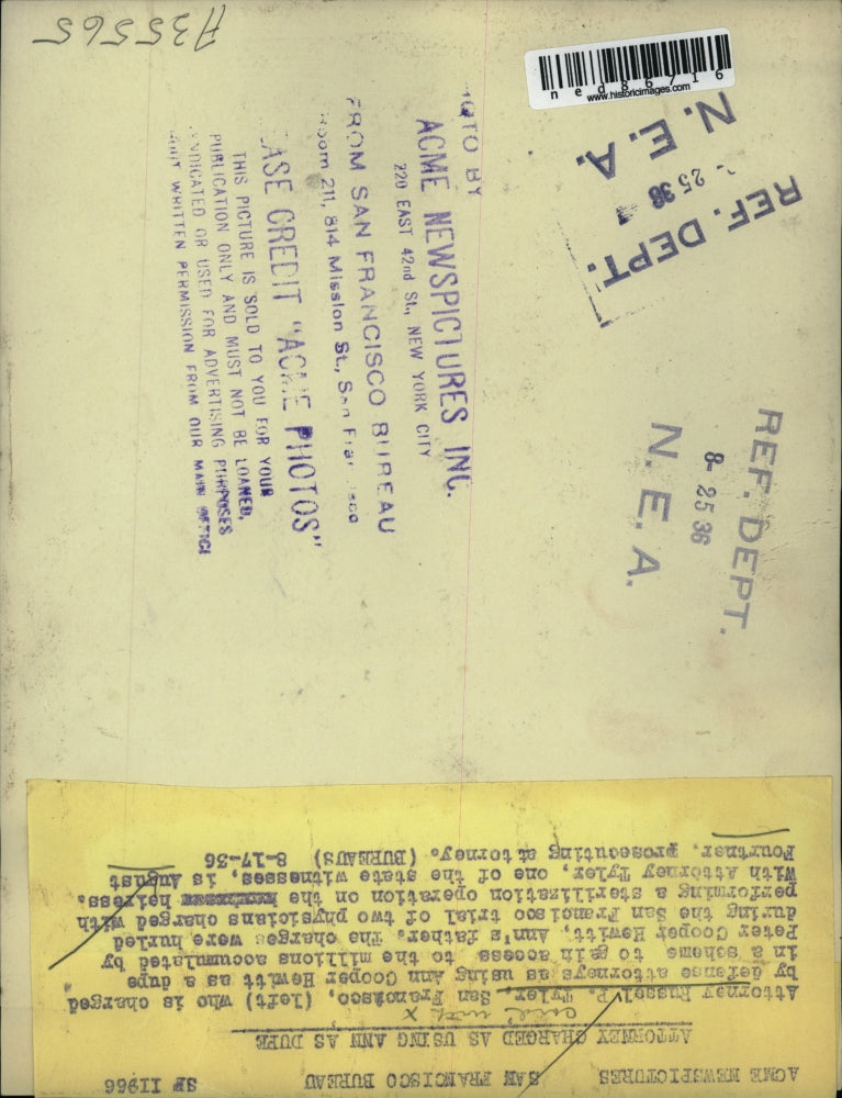 1936 Press Photo Attorney Russel P. Tyler charge by a defense attorney