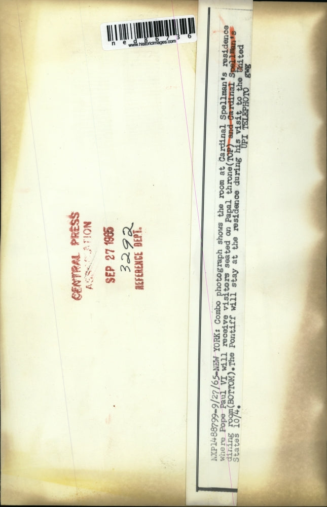 1965 Press Photo of Cardinal Spellman's residence where Pope Paul VI will