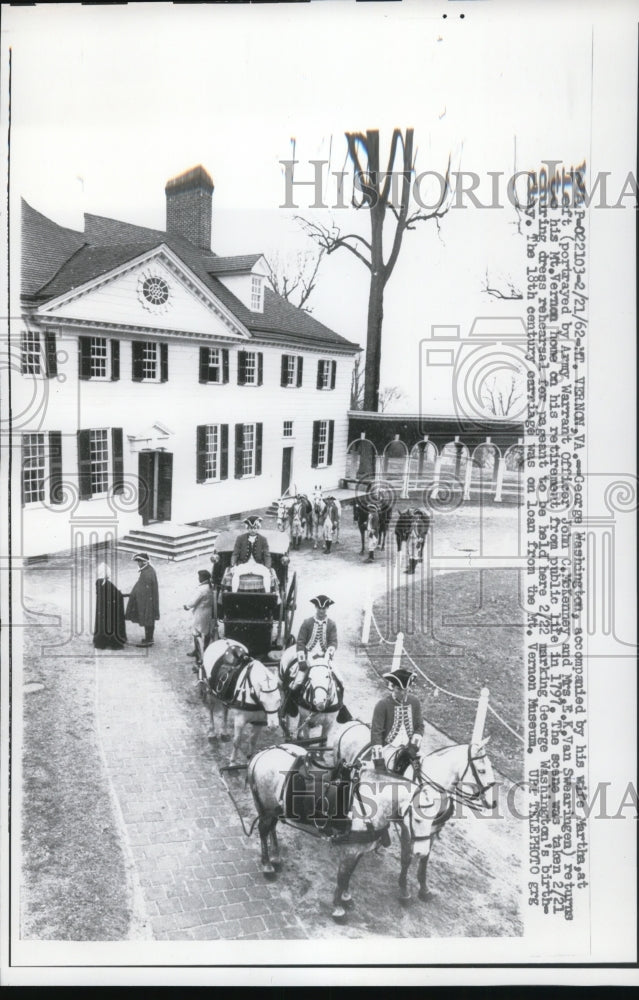 1962 Press Photo of dramatic representation of Washington return to Mt. Vernon