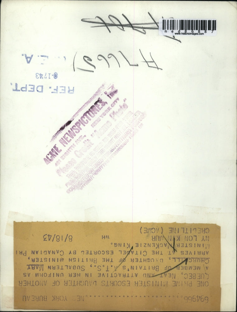 1943 Press Photo Subaltern Mary Churchill,daughter of the British Minister