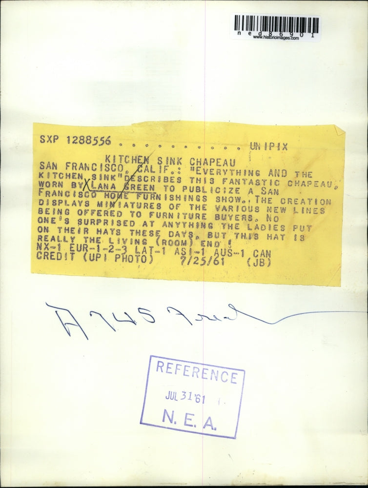 1961 Press Photo Everything and the Kitchen Sink worn by Lana Green - ned86901