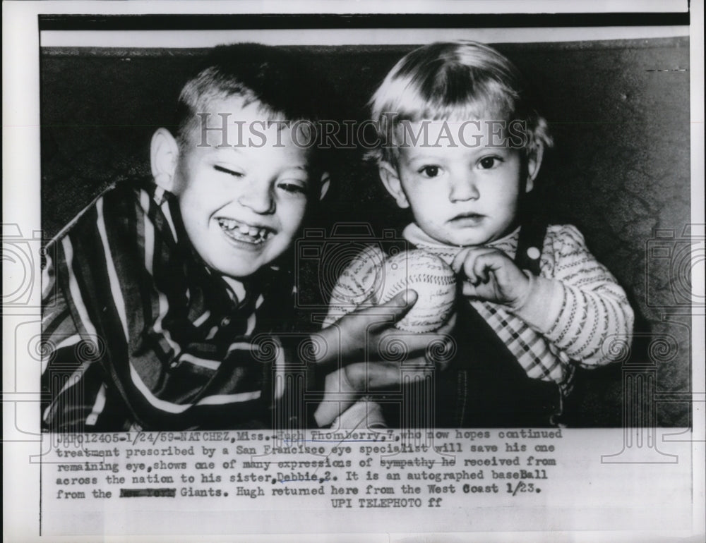 1959 Press Photo Hugh Thomberry,a patient of a San Francisco Eye Specialist