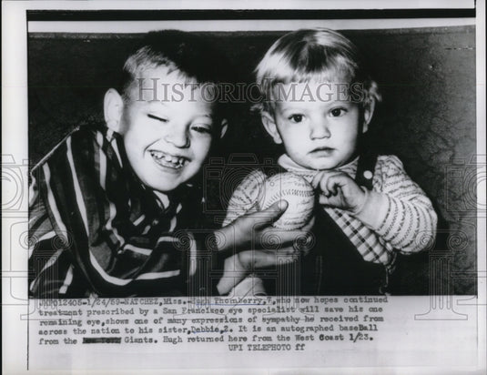 1959 Press Photo Hugh Thomberry,a patient of a San Francisco Eye Specialist