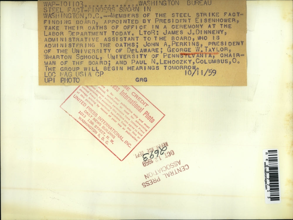 1959 Press Photo James Dinneny,John Perkins,George Taylor and Paul Lehoczky