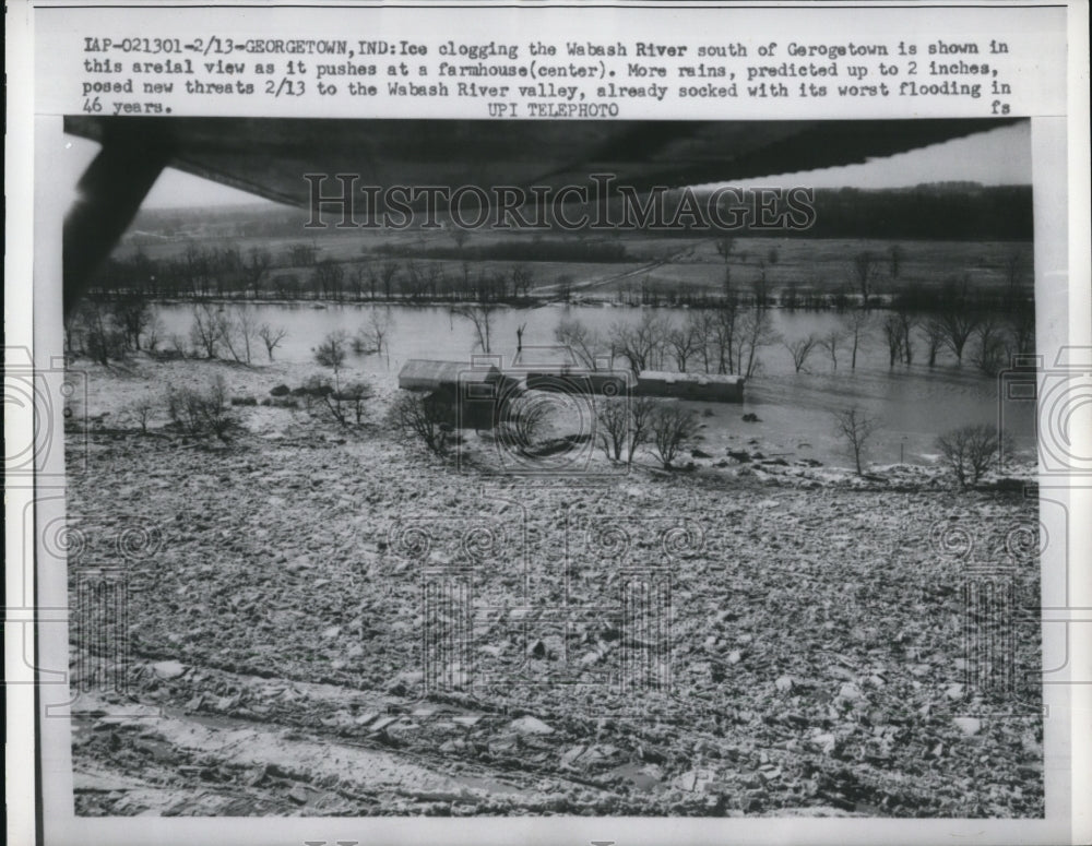 1959 Press Photo Ice Clogging the Wabash River in Georgetown