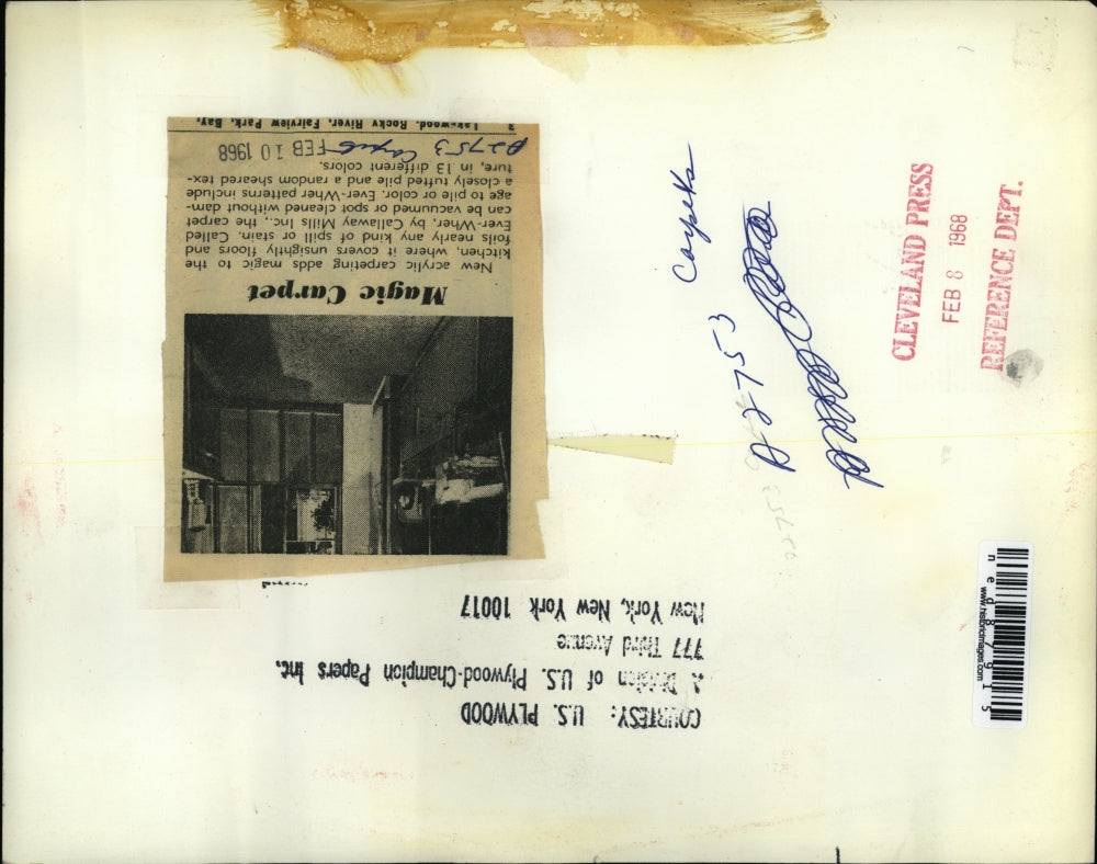 1968 Press Photo of an advertisement for acrylic carpet.