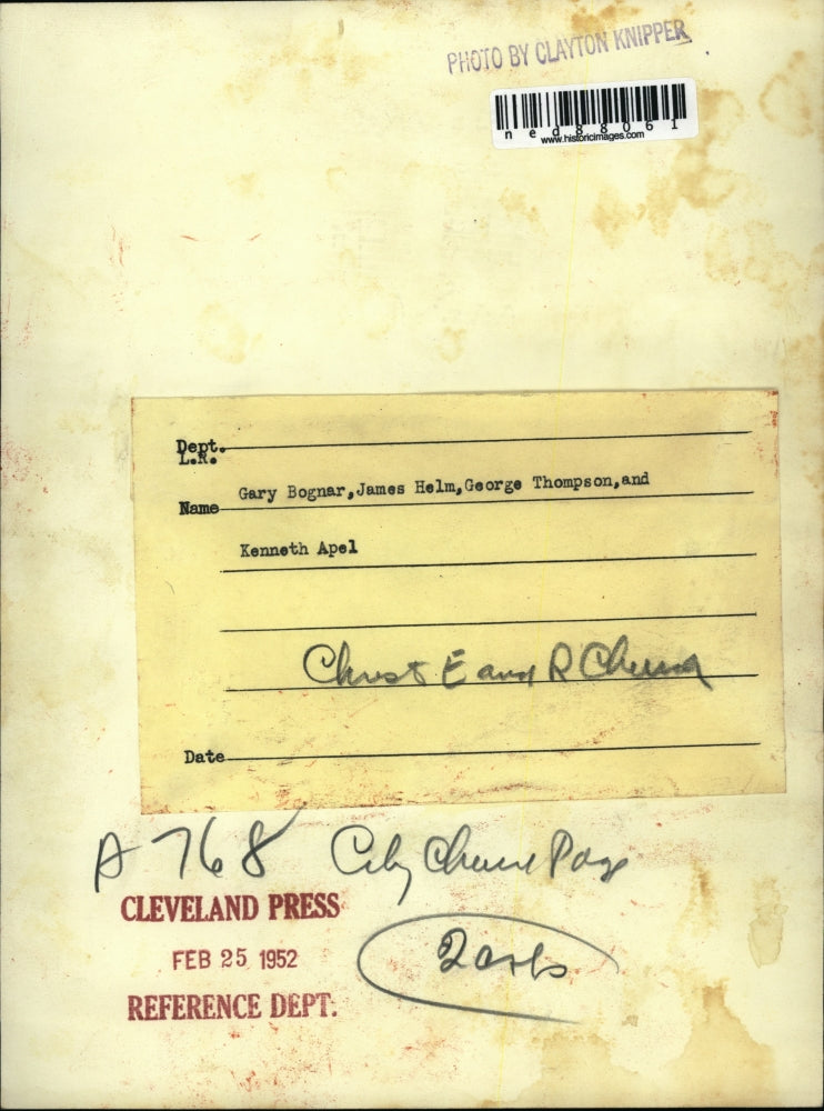 1952 Press Photo Gary Bognar,James Helm,George Thompson and Kenneth Apel