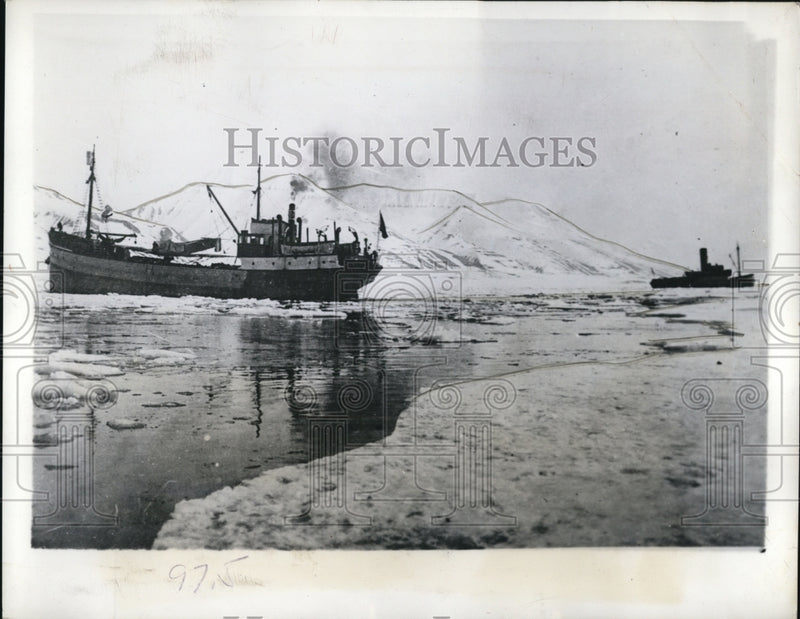 Load image into Gallery viewer, 1941 Press Photo of the Harbor at Spitzbergen that was raided by the allies to
