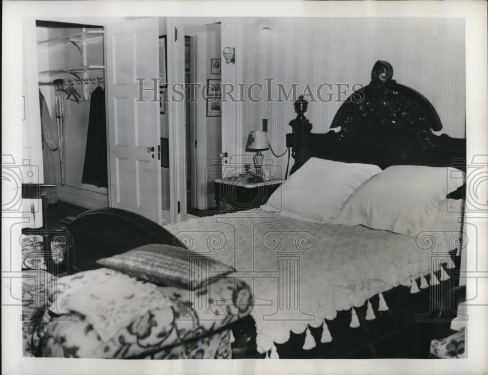 1945 Press Photo Photo of the late President Roosevelt's bedroom