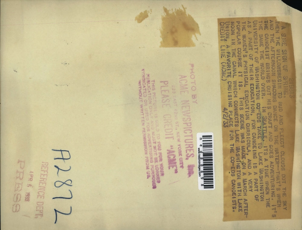 1933 Press Photo Canal connecting Lake Washington and Lake Union