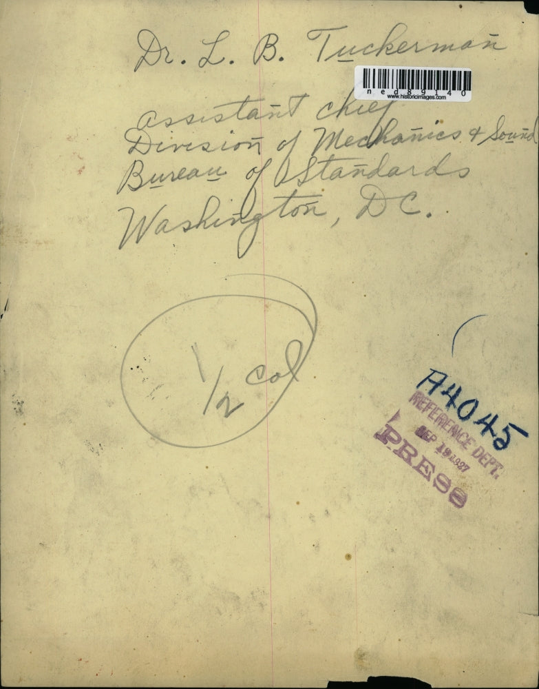1927 Press Photo Dr.L.B. Tuckerman,Bureau of Standards Washington,D.C.