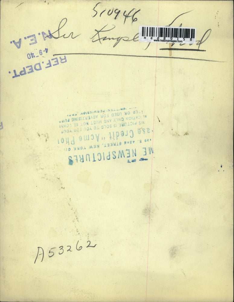 1940 Press Photo Sir Kingsley Wood,English Conservative politician