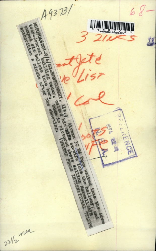 1962 Press Photo Airman third class Ed Dunn who shot his ex-wife six times.