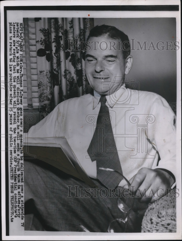 1954 Press Photo of New York Governor Thomas E. Dewey.