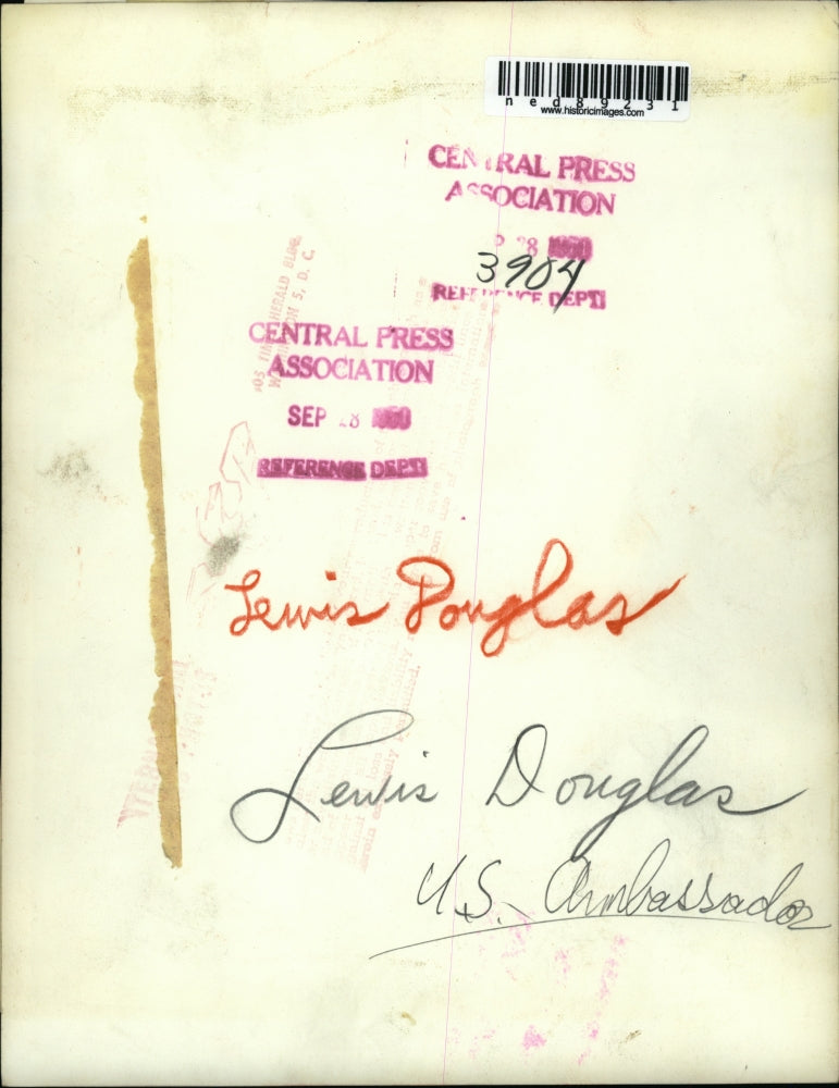 1960 Press Photo of Lewis Douglas U.S. Ambassador to the United Kingdom.