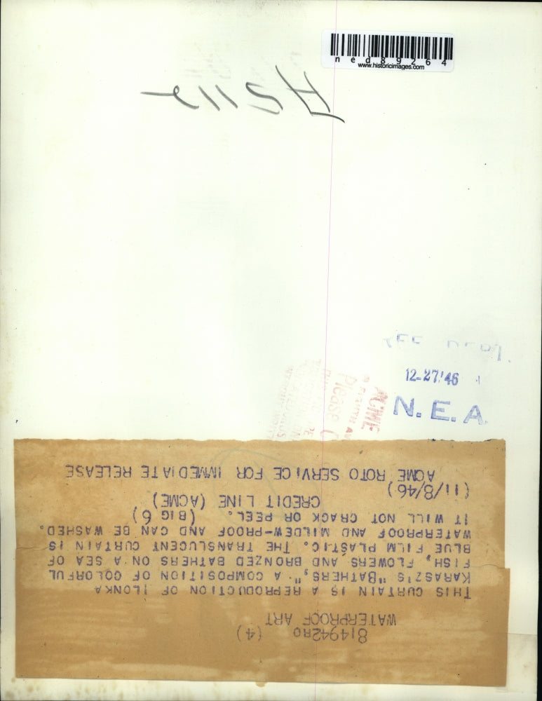 1946 Press Photo of an advertisement for shower curtains