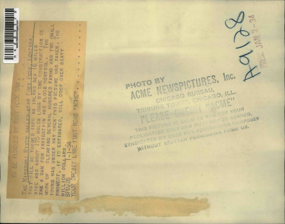 1934 Press Photo Missouri River Valley will turn into an Inland Sea
