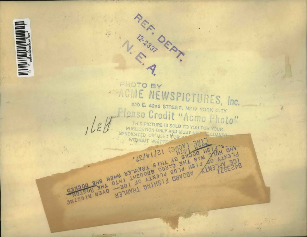 1937 Press Photo Plenty of fish and ice aboard fishing trawler