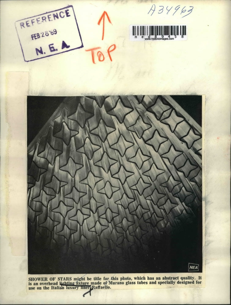 1969 Press Photo Shower of Stars made of Murano glass tubes