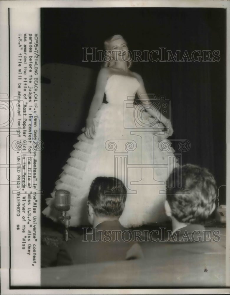 1954 Press Photo Dawn Oney, Miss Montana. In the Miss Universe Pageant.