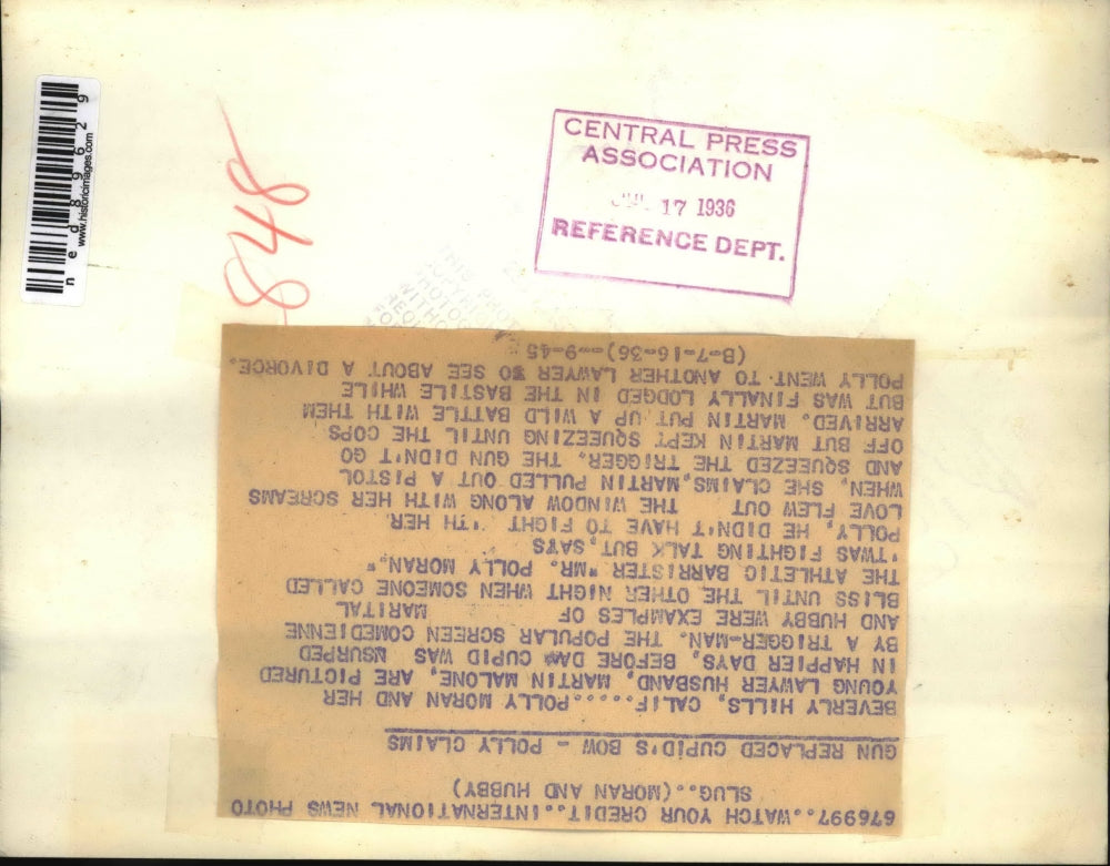 1936 Press Photo Polly Moran,screen comedienne and husband Atty.Martin Malone