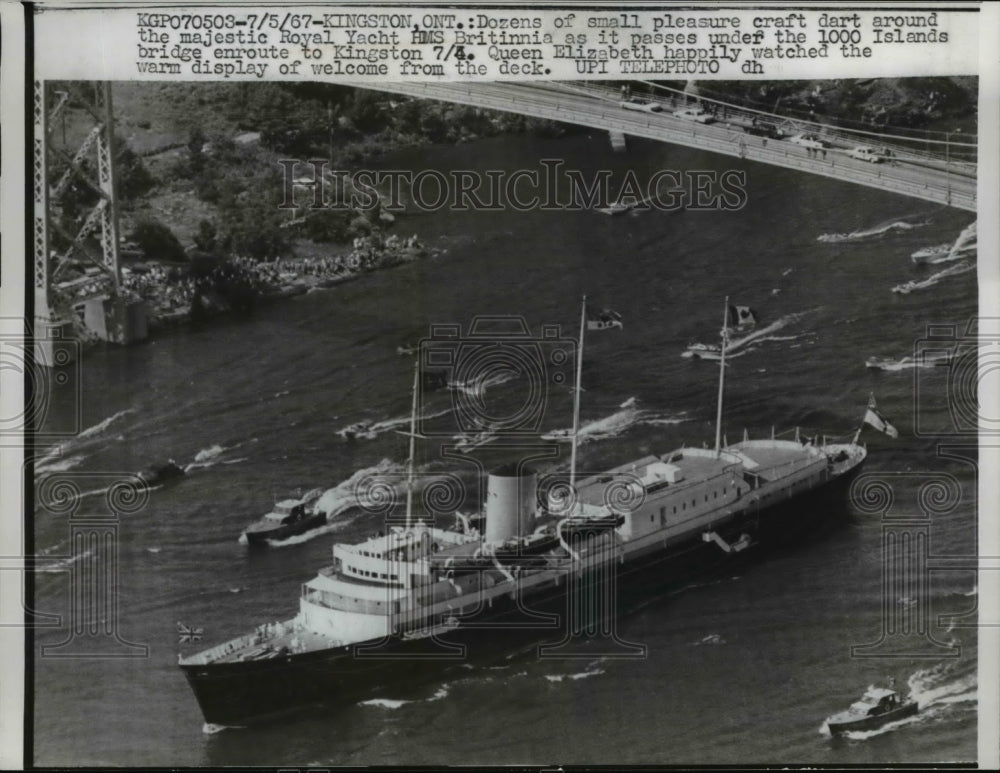 1967 Press Photo An aerial view of the majestic Royal Yacht HMS Britinnia
