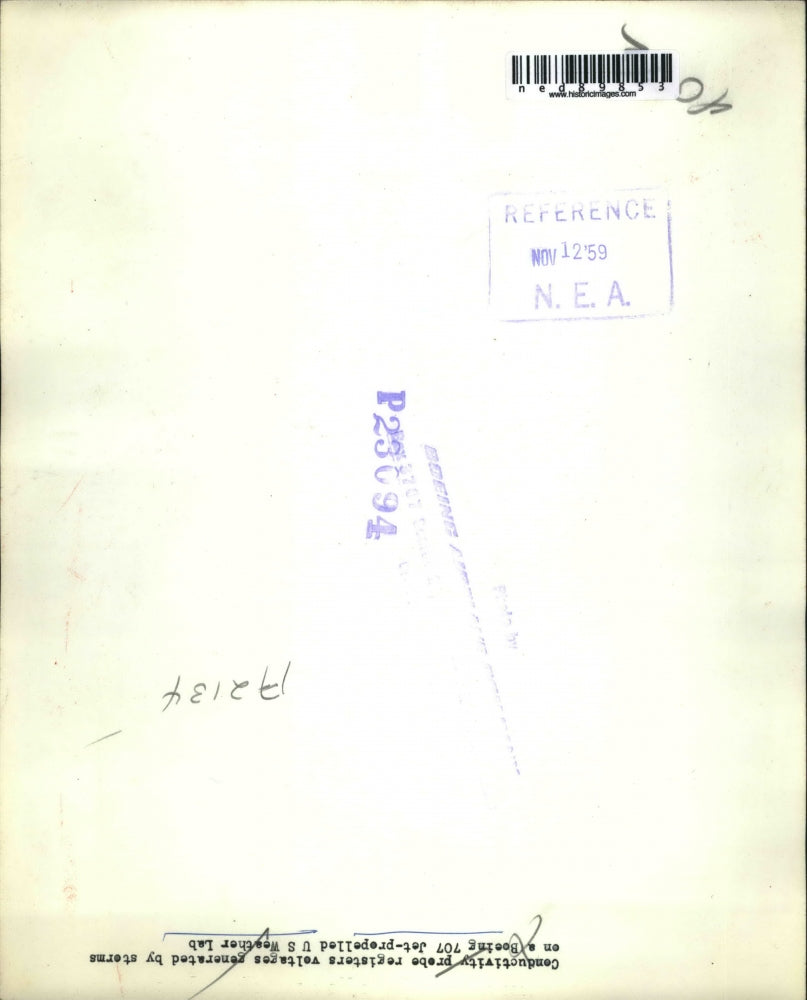 1959 Press Photo Boeing 707 jet propelled US Weather Lab,generated by storm