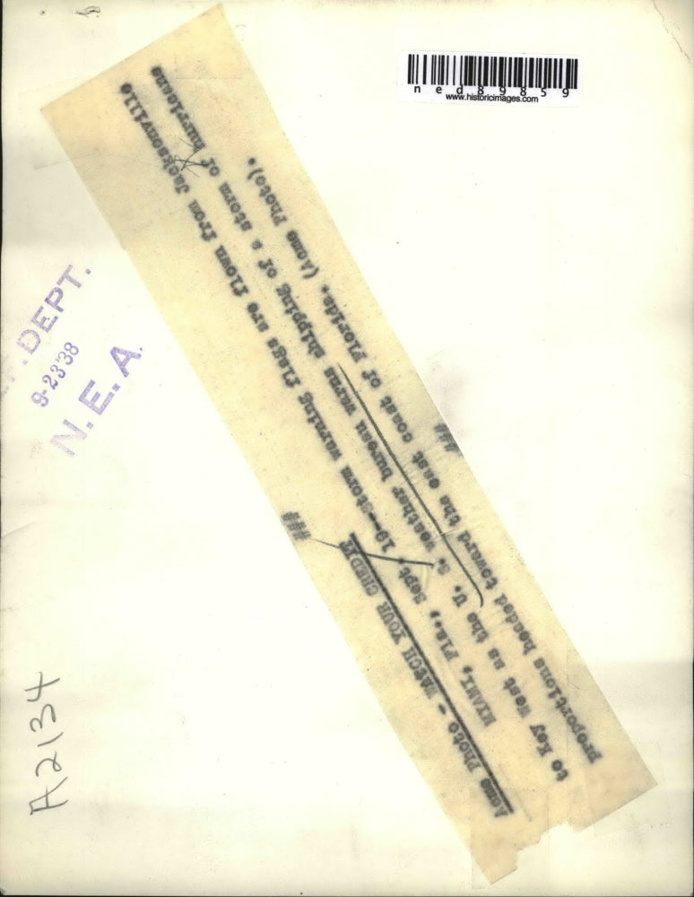 1938 Press Photo Weather Bureau warns for coming storm headed towards east coast