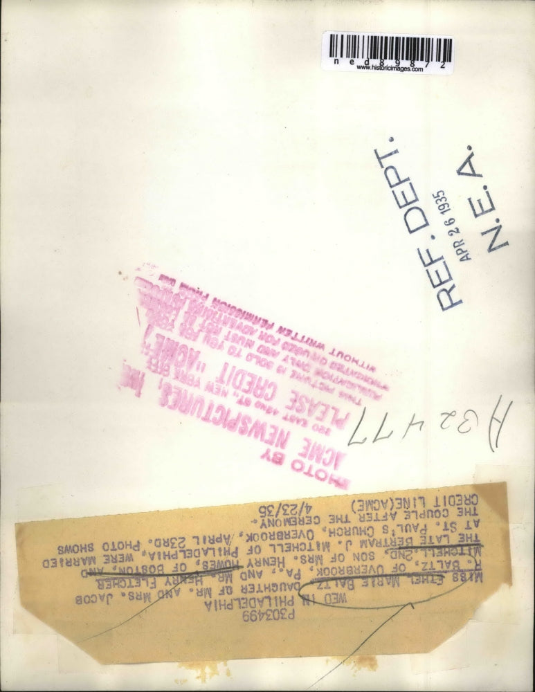 1935 Press Photo Ms.Ethel Baltz and Mr.Henry Mitchell after the ceremony