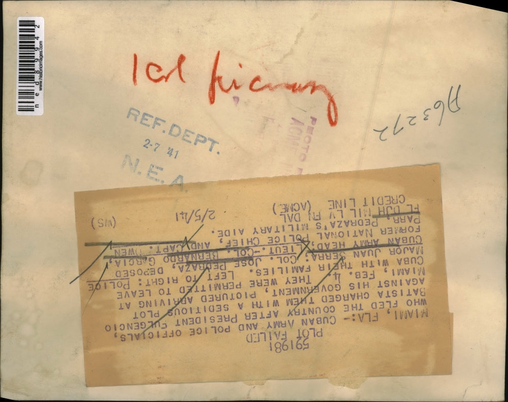 1941 Press Photo of Cuban Army and Police Officials that fled the country