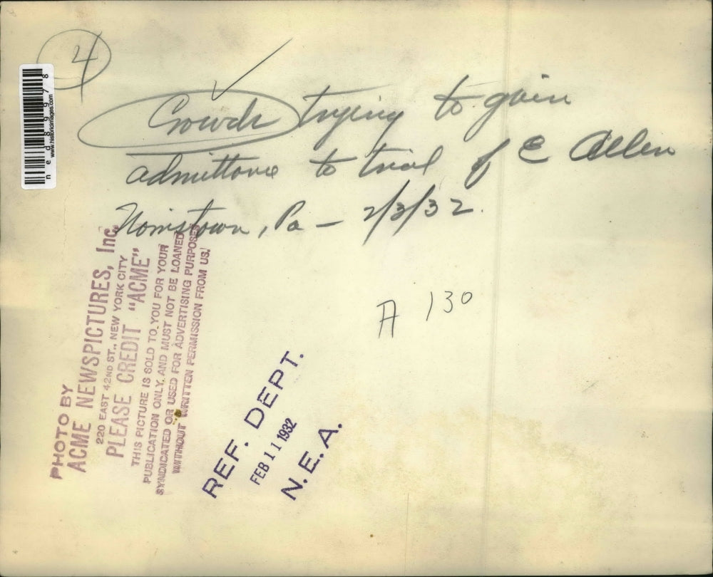 1932 Press Photo of crowds trying to gain admittance to the trial of J.E. Allen