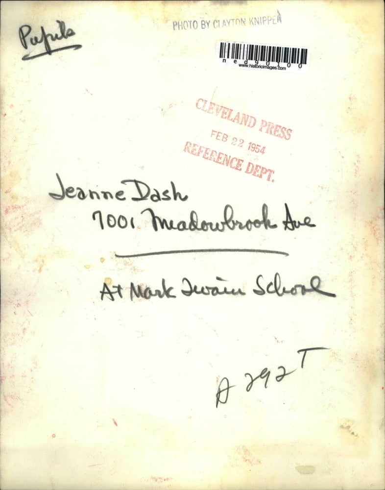 1954 Press Photo Jeanne Dash at Mark Twain School