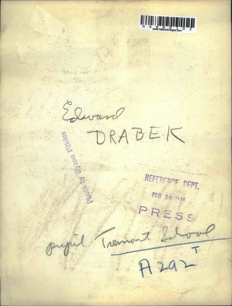 1938 Press Photo Edward Drabek of Tremont School