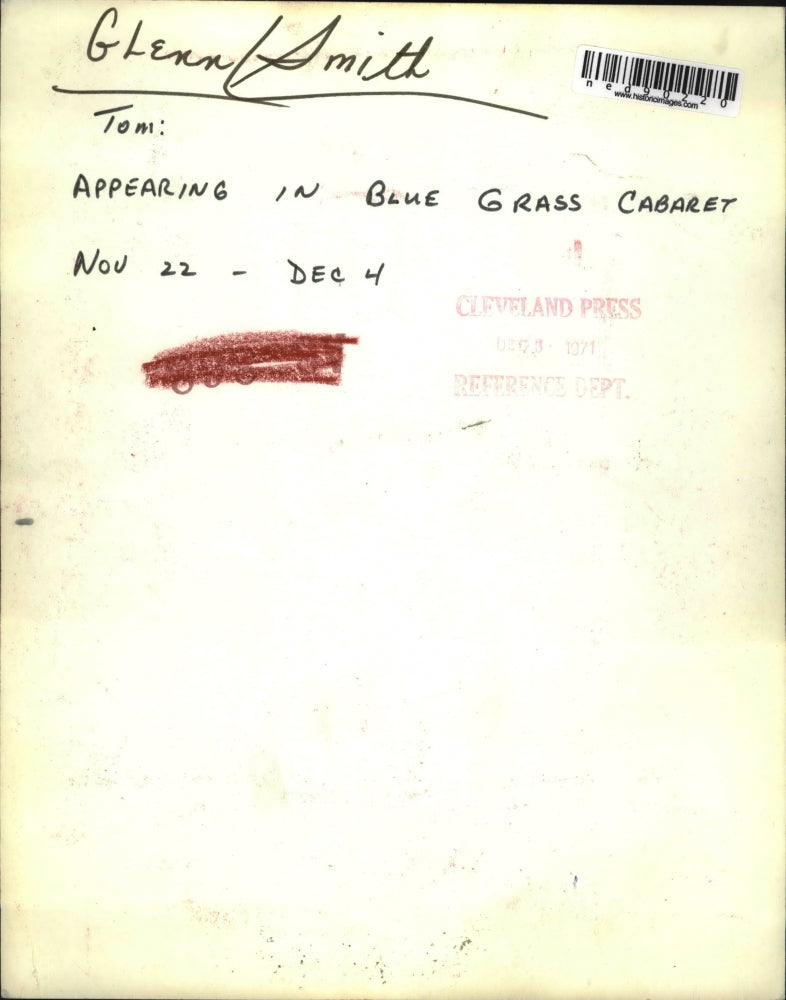 1971 Press Photo Glenn Smith,appearing in Blue Grass Cabaret