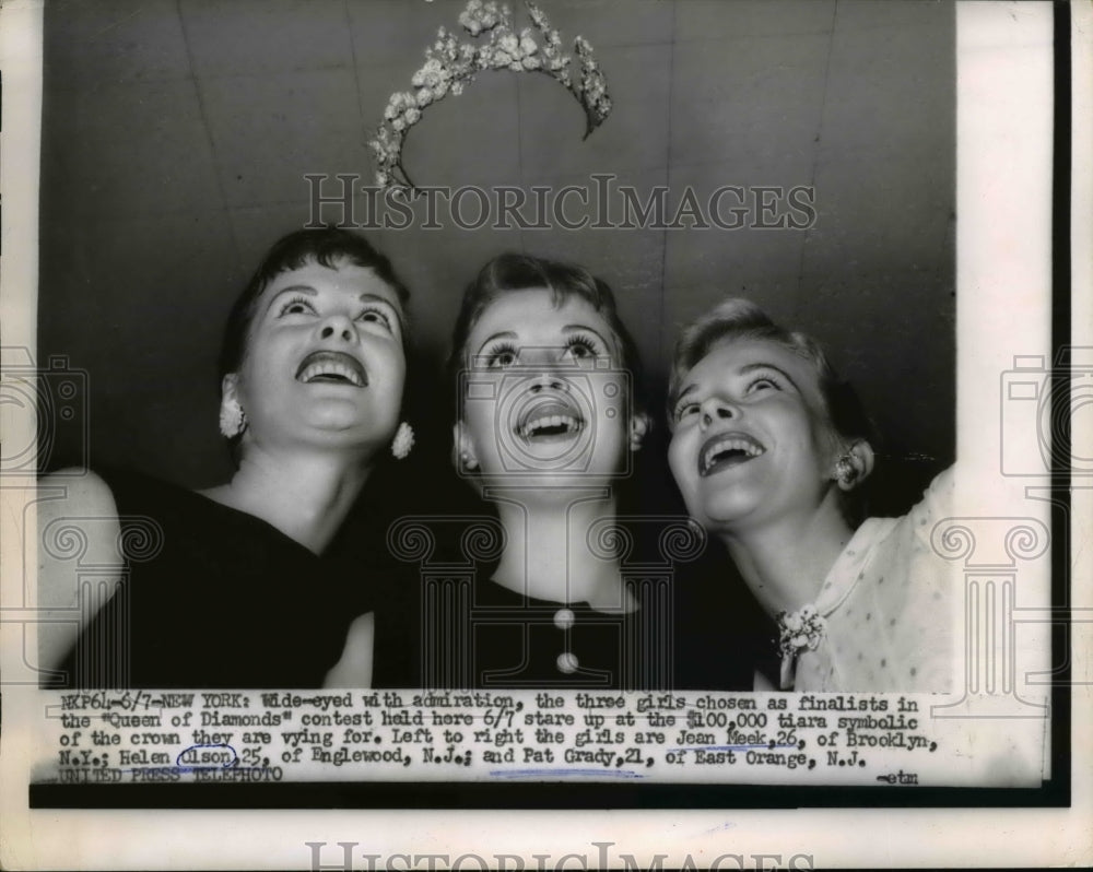 1956 Press Photo Meek,Grady & Olson finalist of the Queen of the Diamond