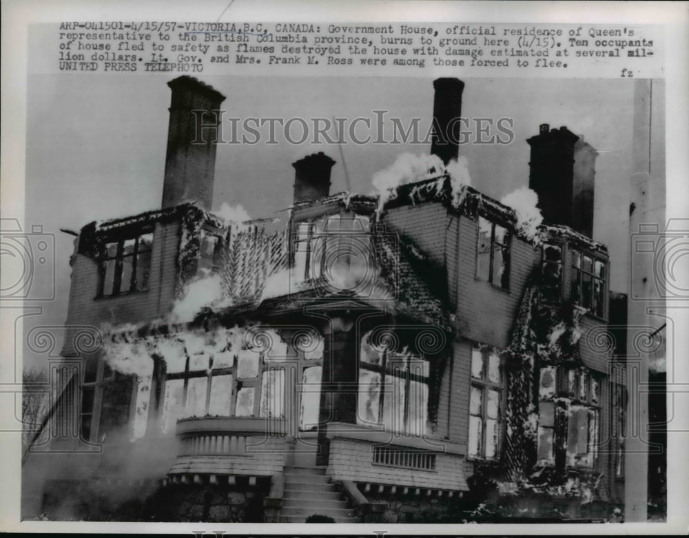 1957 Press Photo of the Government House, official residence of the Queens